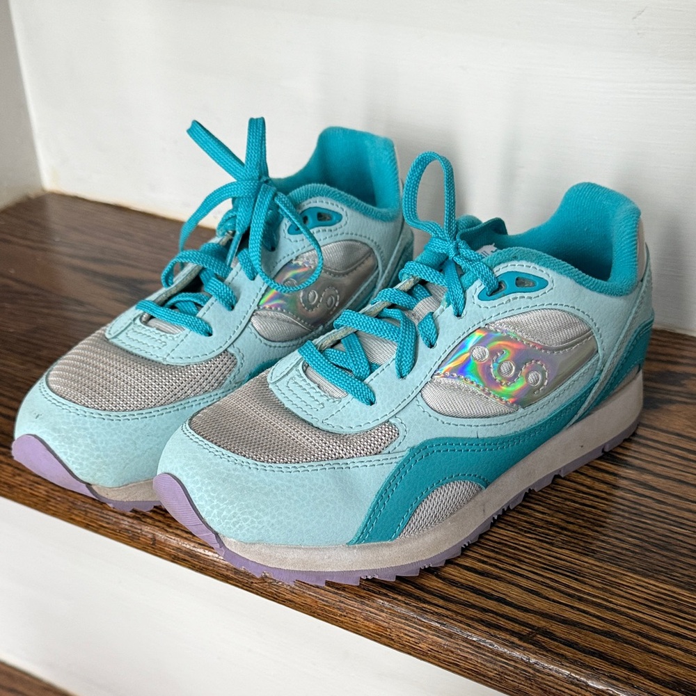 Saucony Kids Aqua and Gray Sneakers